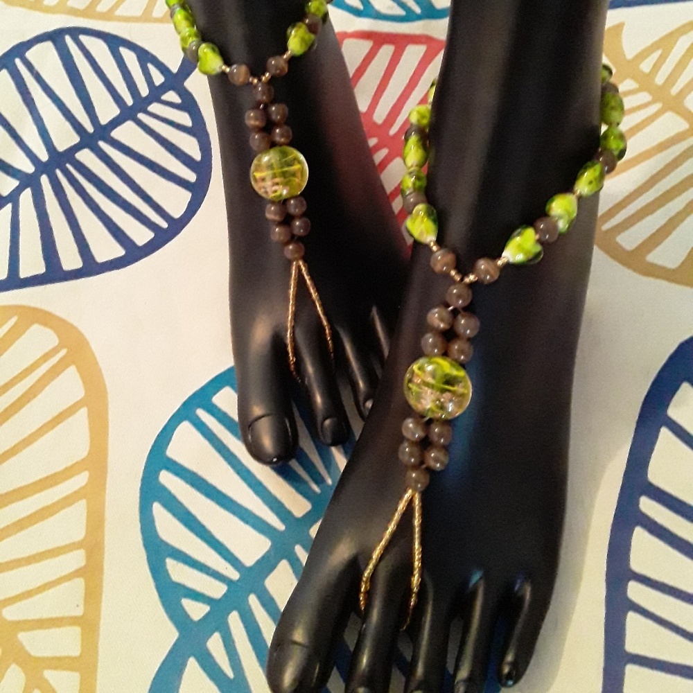 *Handmade Beaded Barefoot Sandals